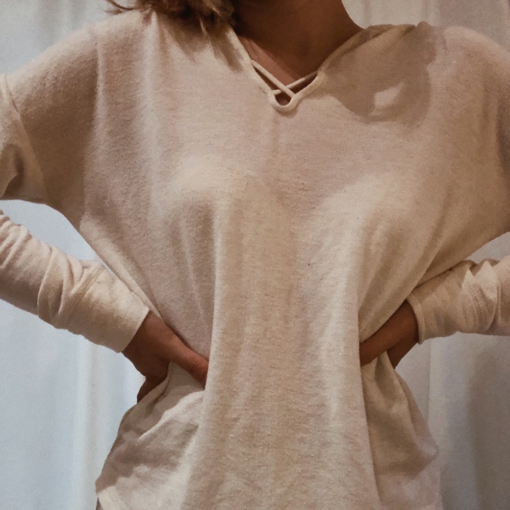 Extremely soft off-white long sleeve with hood